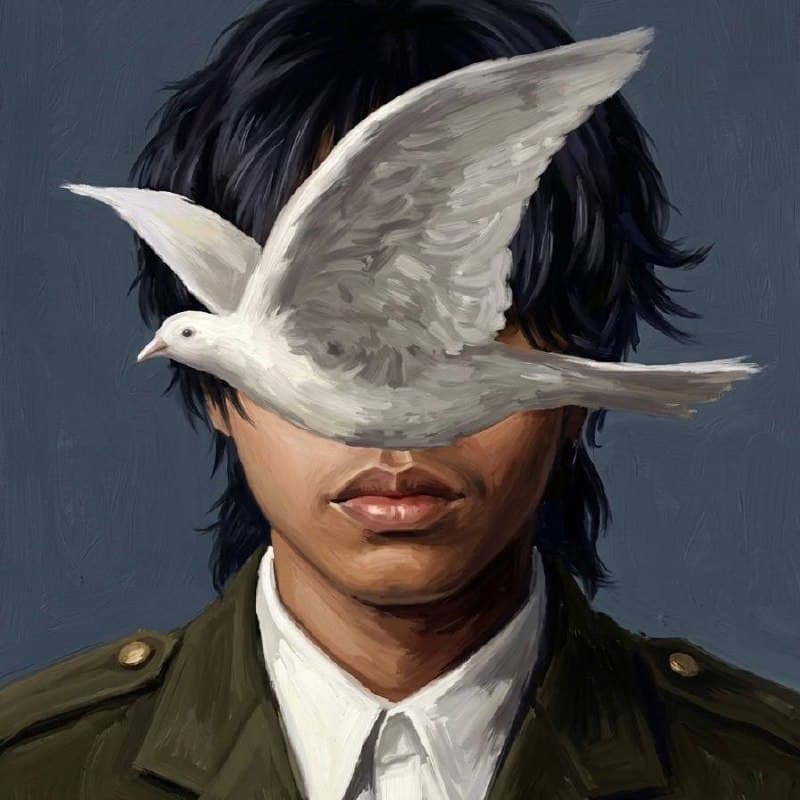 Self-portrait, oil on canvas, 2026